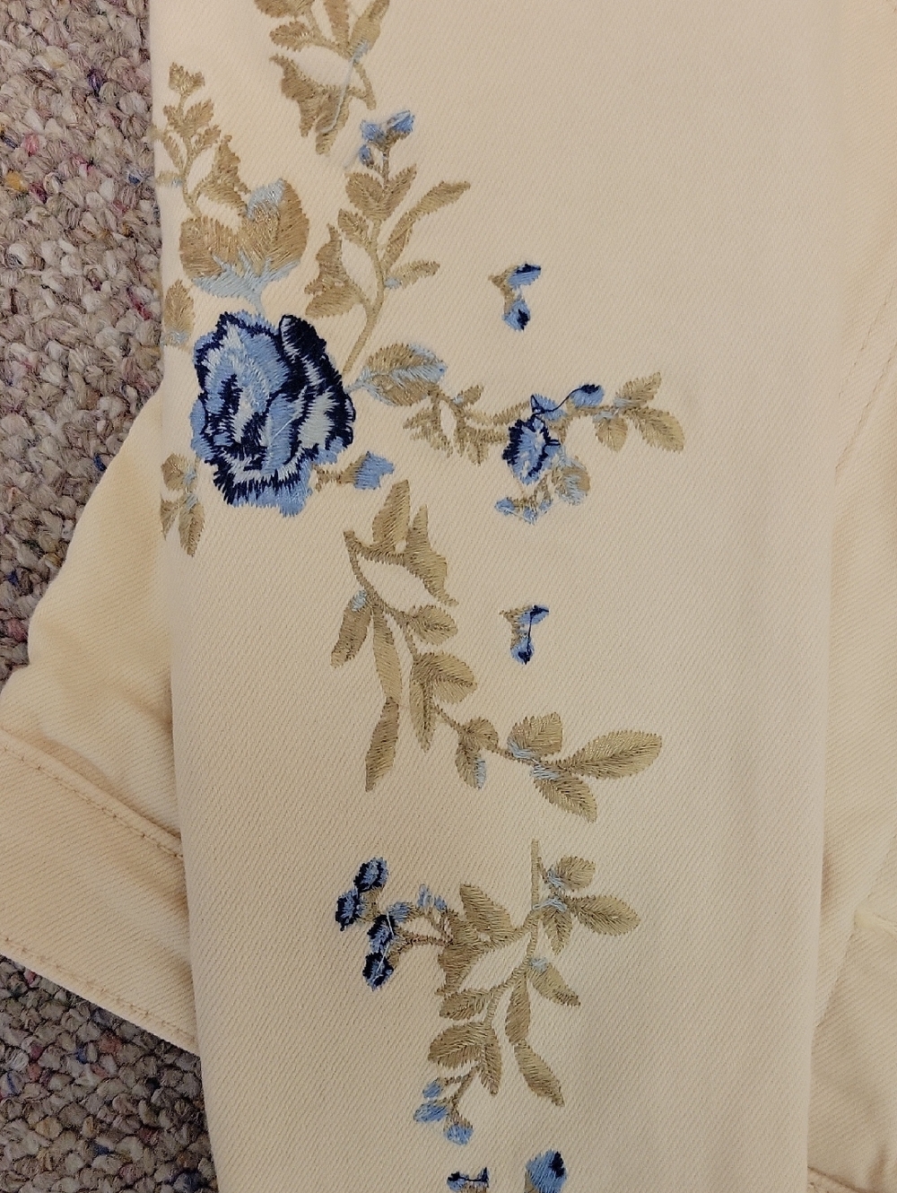 Driftwood Gigi Cream Embroidered Floral Denim Jacket Medium Western Festival - Picture 8 of 8
